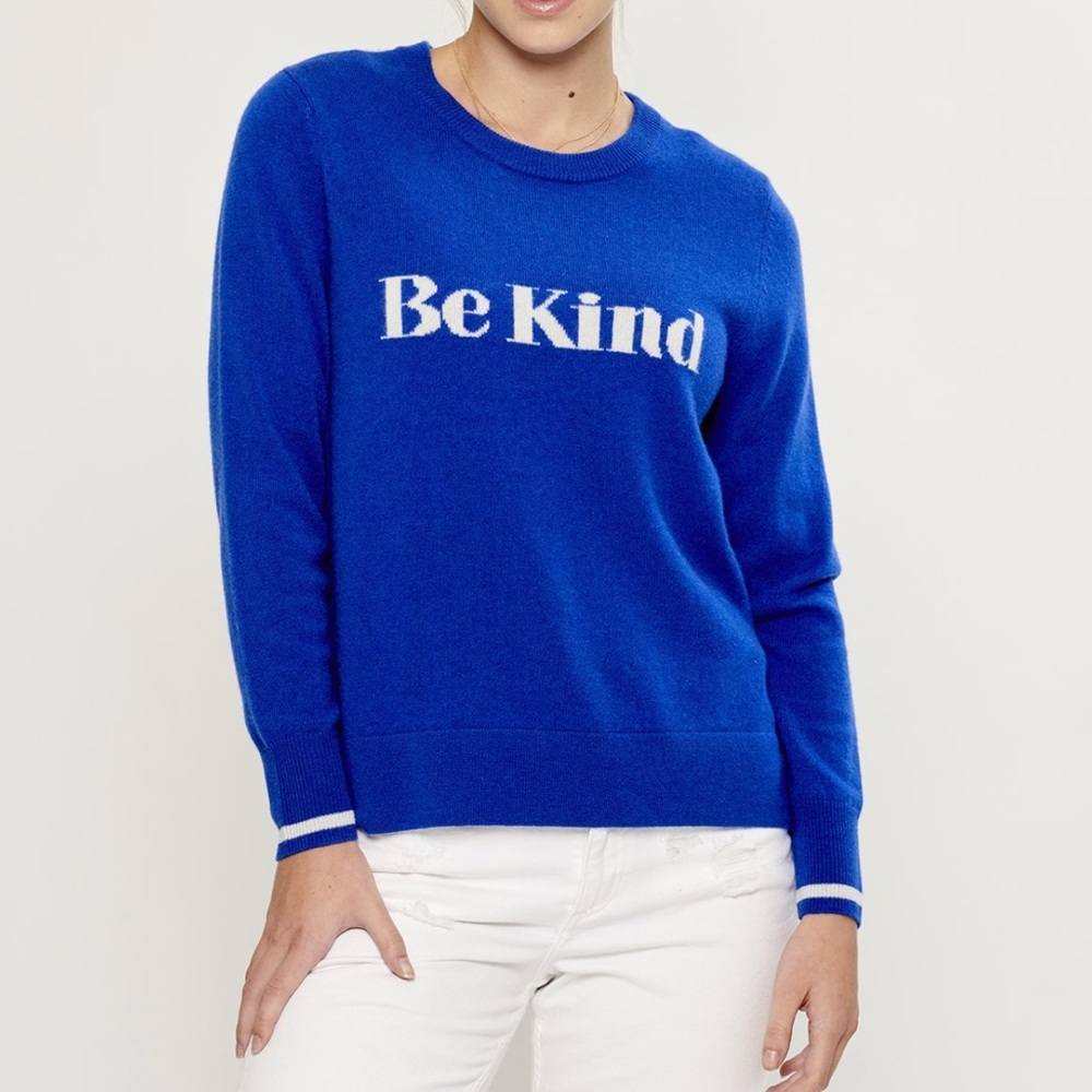 Cobalt Blue “be kind” graphic sweater by South Parade